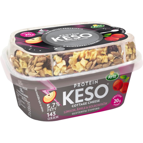 Keso Cottage Cheese Protein Lingon/Äpple/Solrosfrön
