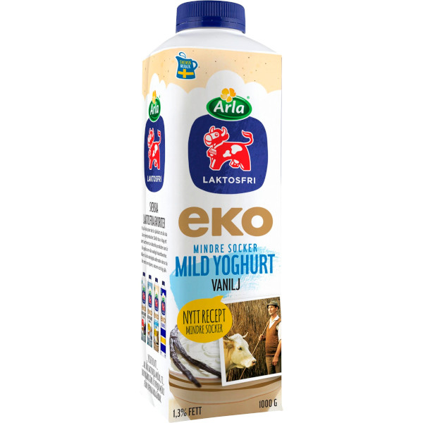 Arla Mild Yoghurt Vanilj Mindre Socker Laktosfri Ekologisk