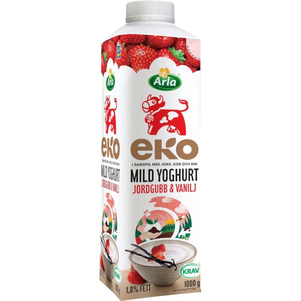 Arla Mild Yoghurt Jordgubb & Vanilj Ekologisk