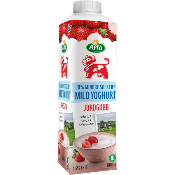 Arla Mild Yoghurt Jordgubb Mindre Socker