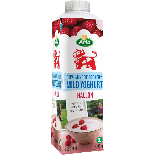 Arla Mild Yoghurt Hallon Mindre Socker