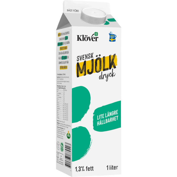Klöver Mjölkdryck Längre Hållbarhet 1,3%