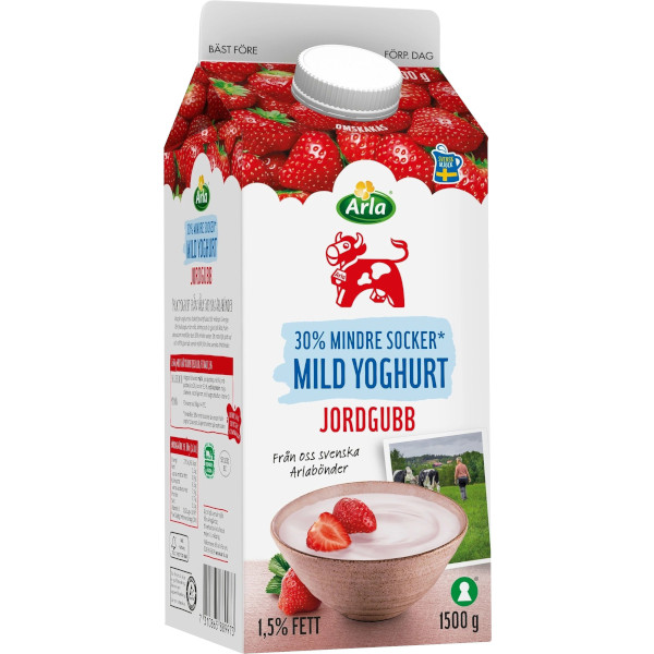 Arla Mild Yoghurt Jordgubb Mindre Socker