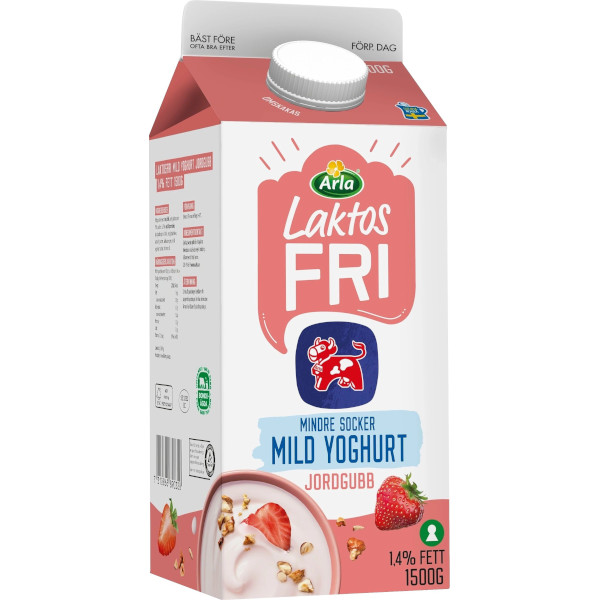 Arla Mild Yoghurt Jordgubb Mindre Socker Laktosfri