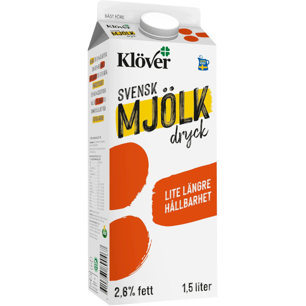 Klöver Mjölkdryck Längre Hållbarhet 2,6%