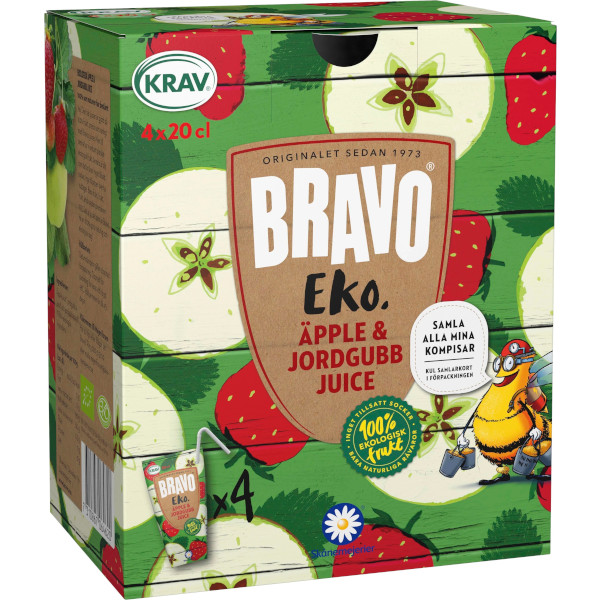 Bravo Juice Äpple & Jordgubb Eko