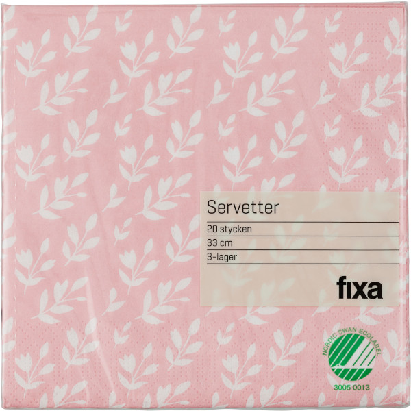 Fixa Servetter 33cm Leaf Pink