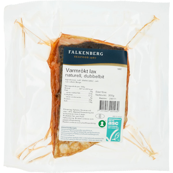 Falkenberg Seafood Lax Varmrökt Naturell Dubbelbit