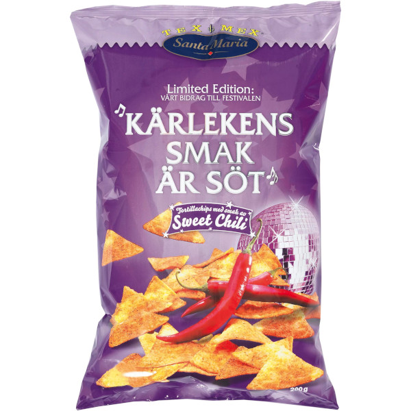 Santa Maria Tortillachips Sweet Chili "Kärlekens Smak Är Söt"