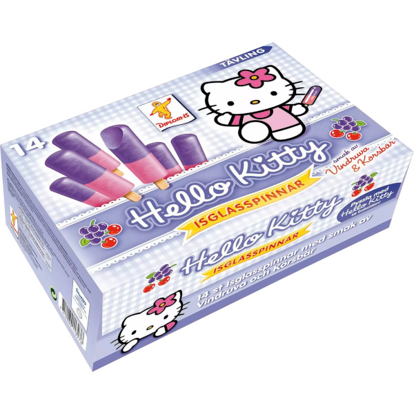 Diplom-Is Glasspinne Hello Kitty Vindruva & Körsbär