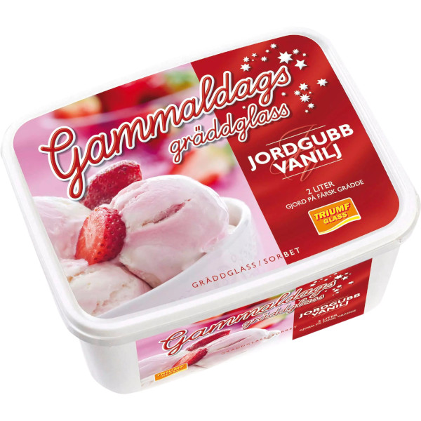 Triumf Glass Gammaldags Gräddglass Jordgubb & Vanilj