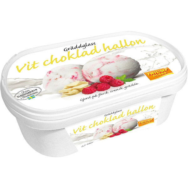 Triumf Glass Gräddglass Vit Choklad & Hallon
