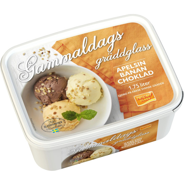 Triumf Glass Gammaldags Gräddglass Apelsin/Banan/Choklad