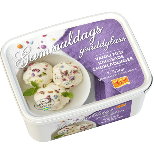 Triumf Glass Gammaldags Gräddglass Vanilj & Krossade Chokladlinser