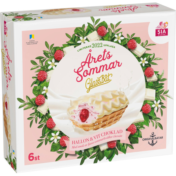 SIA Glass Glassbåt Sommar Hallon & Vit Choklad