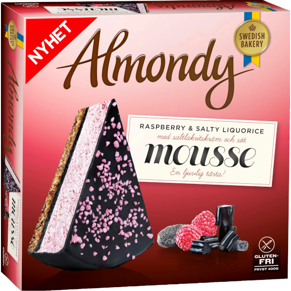 Almondy Mandeltårta Mousse Raspberry & Salty Liquorice