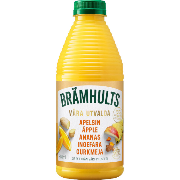Brämhults Juice Apelsin/Äpple/Ananas/Ingefära/Gurkamej
