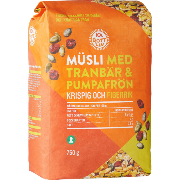 ICA Gott Liv Müsli Tranbär & Pumpafrön
