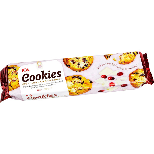 ICA Cookies Vit Choklad & Tranbär