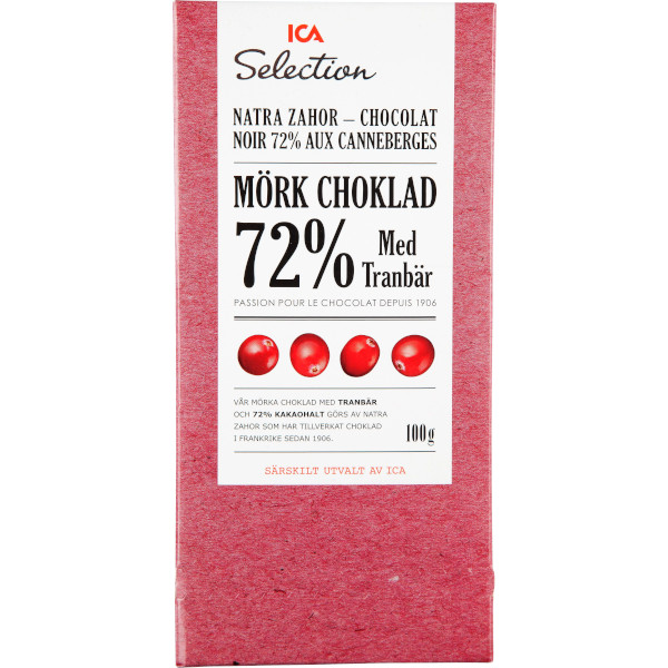 ICA Selection Mörk Choklad 72% Tranbär