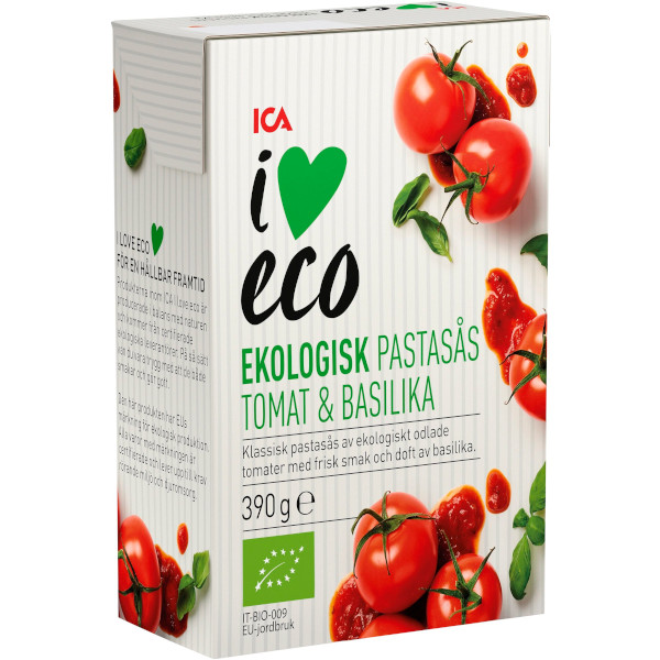 ICA I Love Eco Pastasås Tomat & Basilika Ekologisk