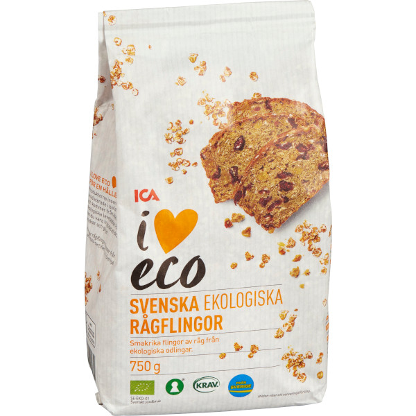 ICA I Love Eco Rågflingor Ekologiska