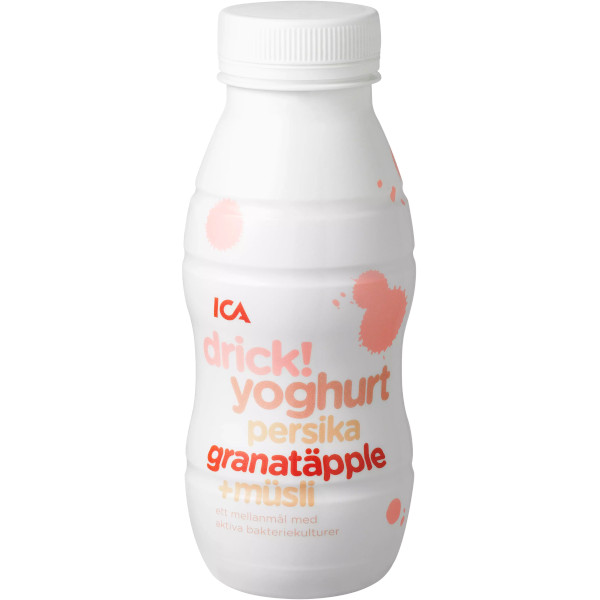 ICA Drickyoghurt Persika/Granatäpple/Müsli