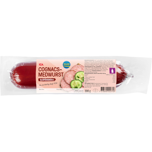 ICA Cognacsmedwurst Alspånsrökt