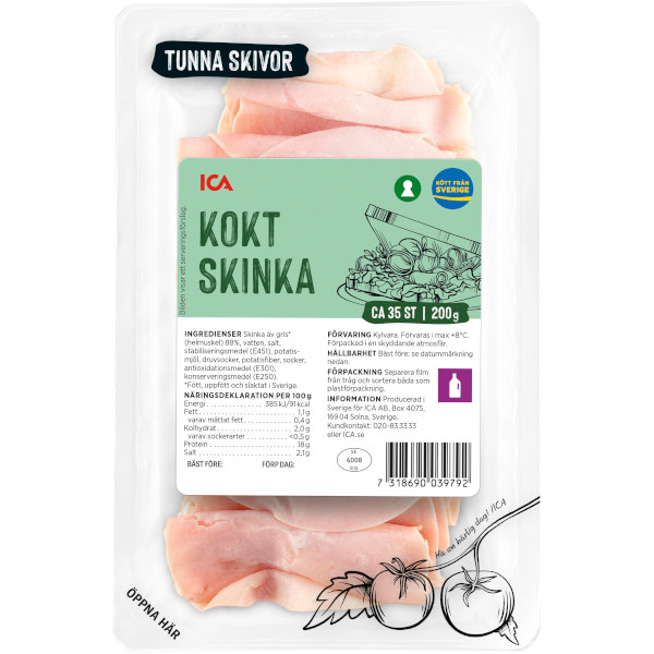 ICA Skinka Kokt Tunna Skivor