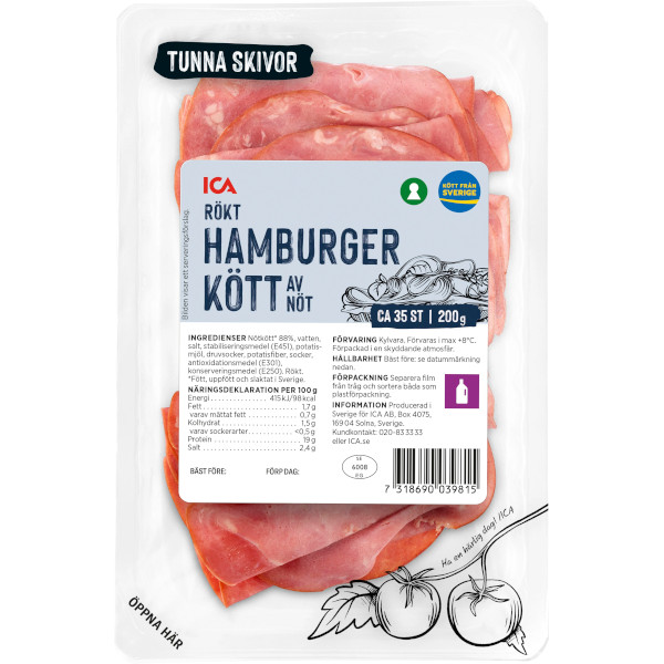 ICA Hamburgerkött Rökt Tunna Skivor
