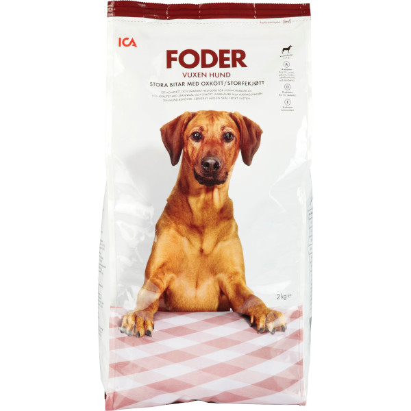 ICA Torrfoder Vuxen Hund Stora Bitar Oxkött