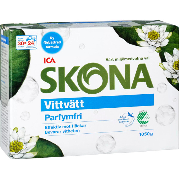 ICA Skona Tvättmedel Vittvätt Parfymfri