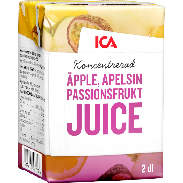 ICA Juice Äpple/Apelsin/Passionsfrukt Koncentrerad