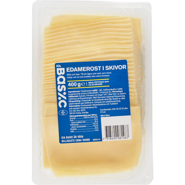 ICA Basic Edamerost Skivor