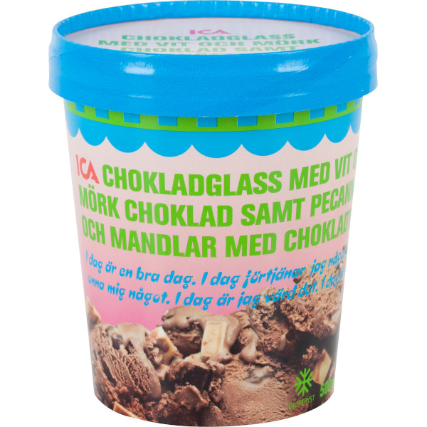 ICA Chokladglass Vit & Mörk Choklad/Pecan/Mandlar