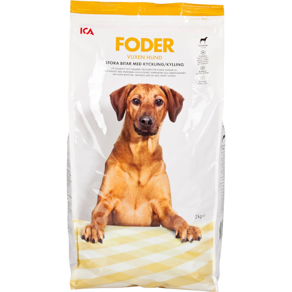 ICA Torrfoder Vuxen Hund Stora Bitar Kyckling
