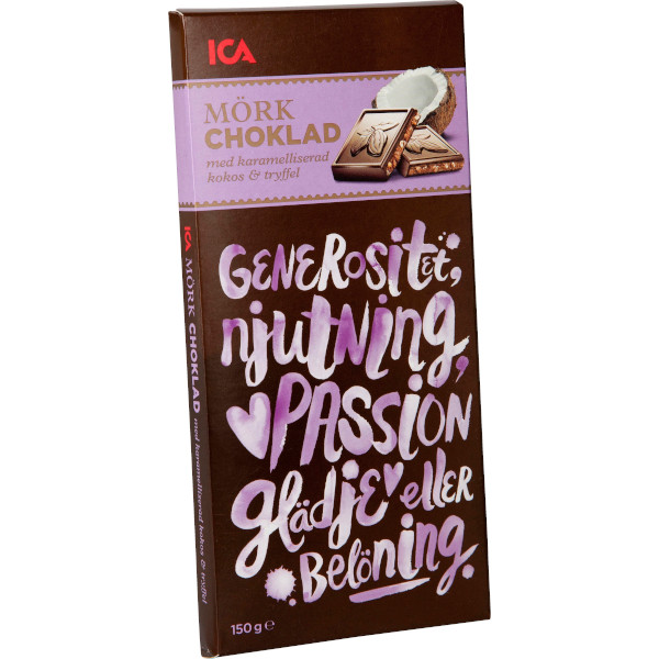 ICA Mörk Choklad Karamelliserad Kokos & Tryffel