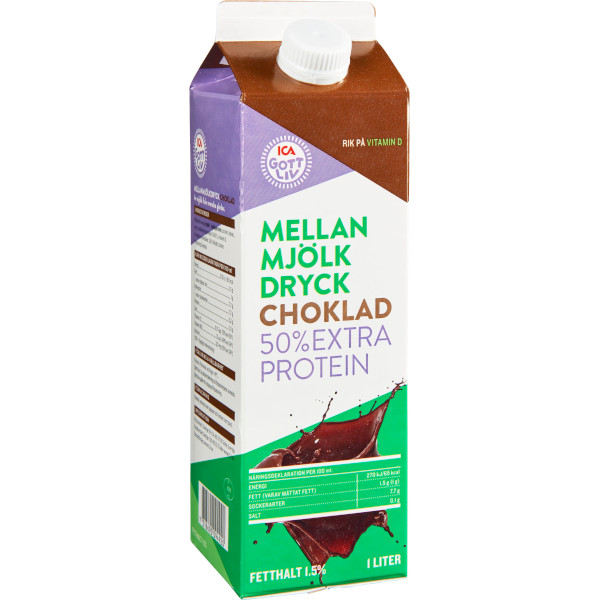ICA Gott Liv Mellanmjölkdryck Choklad 50% Extra Protein