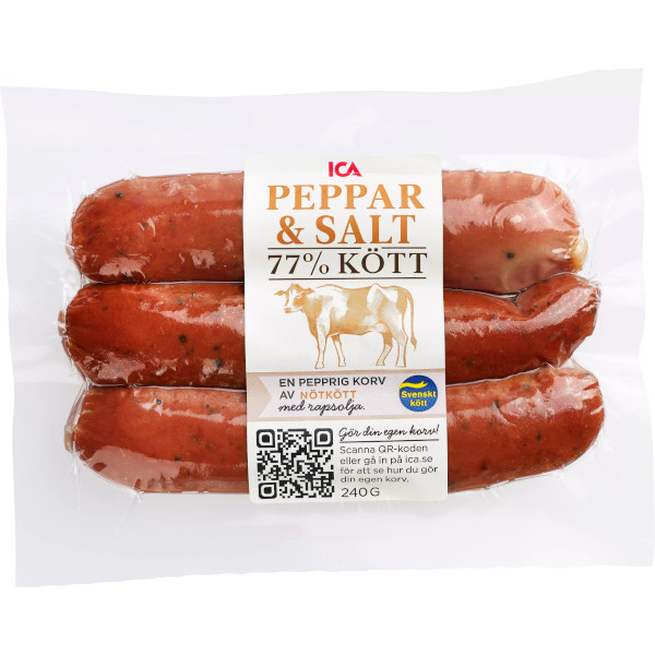 ICA Grillkorv Nöt Peppar & Salt