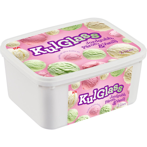 ICA Kulglass Jordgubb/Päron/Vanilj