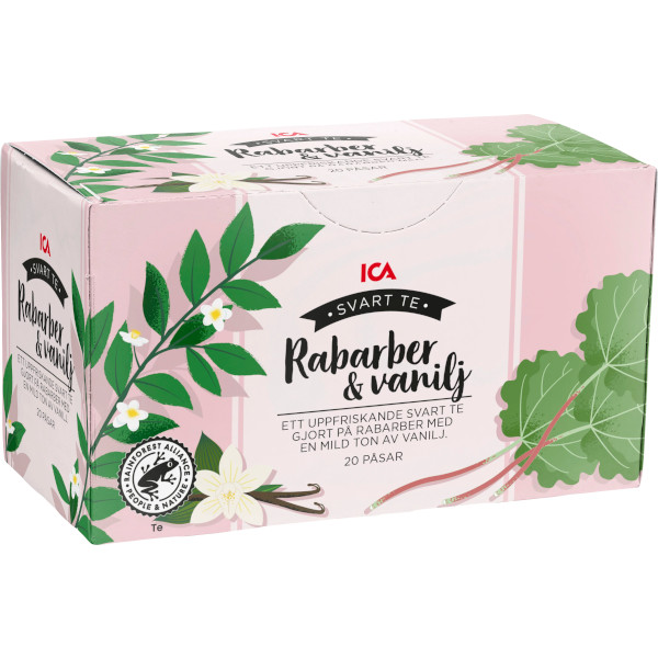 ICA Svart Te Rabarber & Vanilj