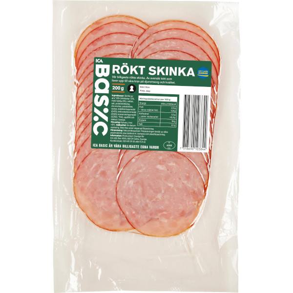 ICA Basic Skinka Rökt Skivor