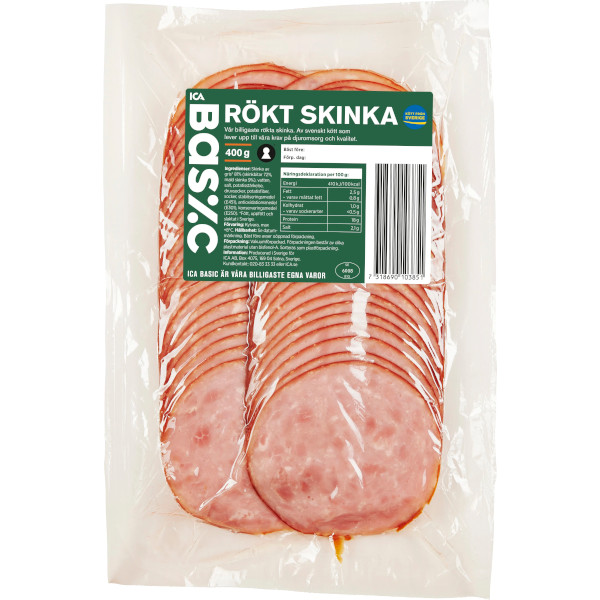 ICA Basic Skinka Rökt Skivor