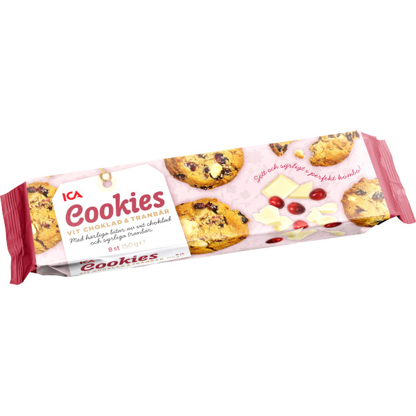 ICA Cookies Vit Choklad & Tranbär