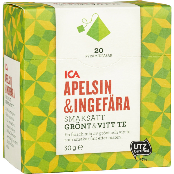 ICA Grönt & Vitt Te Apelsin/Ingefära Pyramidpåsar