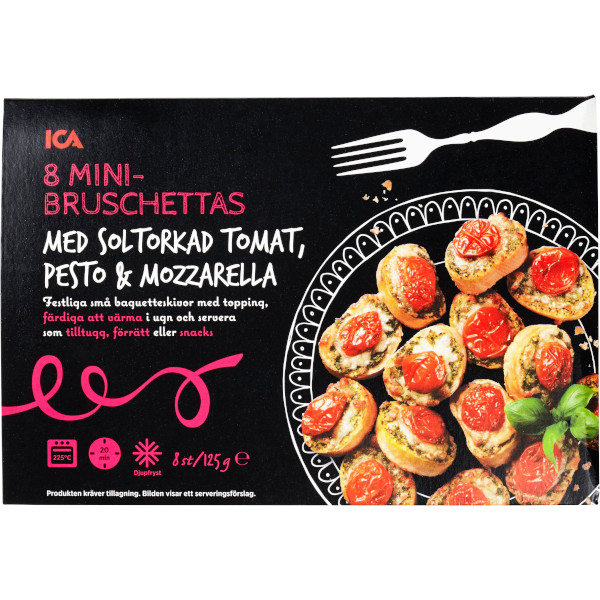 ICA Mini-Bruschettas Soltorkad Tomat/Pesto/Mozzarella