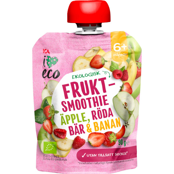 ICA I Love Eco Fruktsmoothie Äpple/Röda Bär/Banan Ekologisk