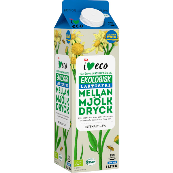ICA I Love Eco Mellanmjölk Ekologisk Laktosfri