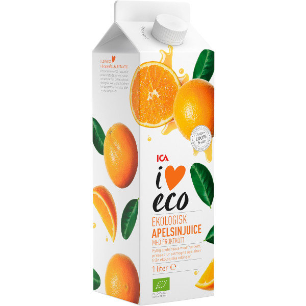 ICA I Love Eco Apelsinjuice Fruktkött Ekologisk