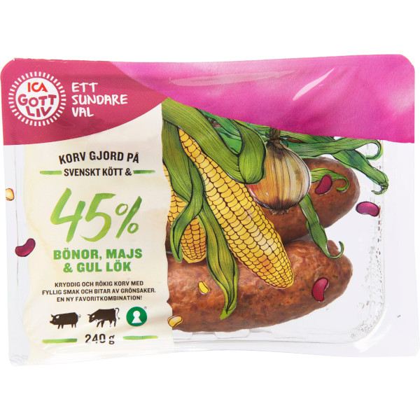 ICA Gott Liv Korv Kött/Bönor/Majs/Gul Lök